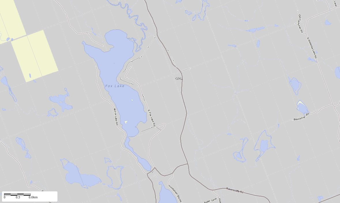 Crown Land Map of Fox Lake in Municipality of Huntsville and the District of Muskoka